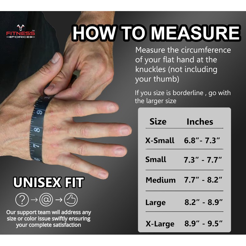 FITNESS FORCE Workout Gloves for Men & Women Partial Weight