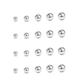 Rajnard 16G/18G 3mm - 8mm Replacement Balls Piercing Balls for Lip Studs Labret Earrings Septum Eyebrow Piercing Rings Stainless Steel Externally Threaded Balls 20Pcs