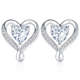 DOFRID Moissanite Heart Stud Earrings for Women, 0.6-3 Carats Moissanite Earrings Studs, Anniversary Present for Women Wife, Birthday Gift for Wife, Jewelry Gift for Girlfriend, Mom