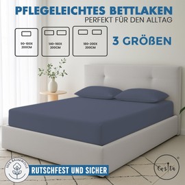 Cozita Basics Fitted Sheet 140 x 200 cm - 100% Cotton Jersey Bed Sheet, Oeko-Tex Certified, Up to 25 cm Mattress Height - Anthracite