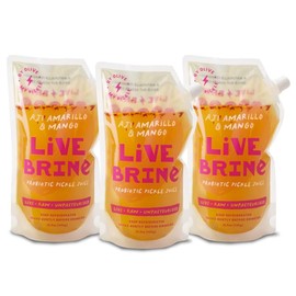 Olive My Pickle Probiotic Pickle Juice - 58.5 Ounces | 3 Pack Bundle of LiveBrine Aji Amarillo & Mango Pickle Juice with Natural Probiotics and Digestive Enzymes for Gut Health - 39 Pickle Shots