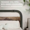 ZIYOO Queen Size Metal Bed Frame with Rustic Wooden Headboard
