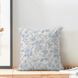 GIOPAMGO Blue Floral Pillow Covers Set of 2, Chinoiserie Flower Throw Pillow Covers Outdoor Decorative Cushion Case for Couch Sofa Home Bedroom