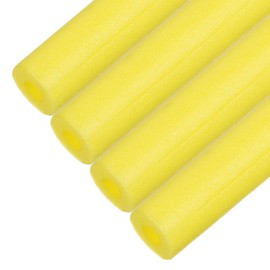 M METERXITY 4-Pack Pipe Insulation Foam Tube, 17 x 2.4(L x OD) Foam Pipe Covers, Pre-Slit Clamp Foam Protection for Padding/Bumper Corner Edge Protection/Handle Water Pipes [Yellow]