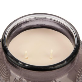 Lavender & Sage Embossed Candle Jar (18 oz) - Refreshing Aroma of Lavender, Clary Sage, and Thyme - Large Dual Wick Glass Jar Candle for Relaxing