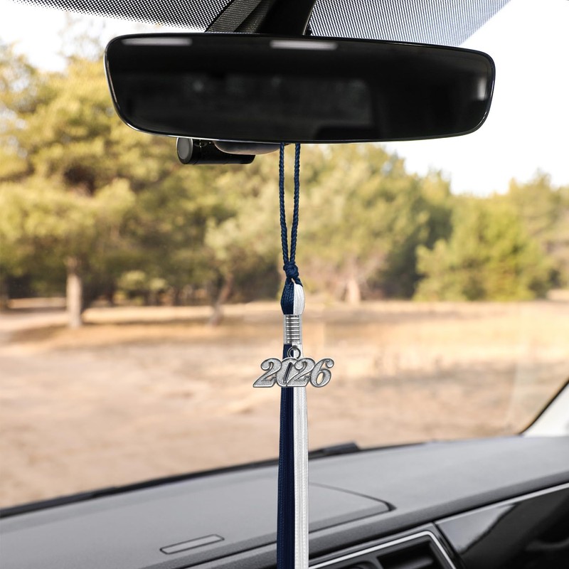 Endea Graduation Double Color Tassel with Silver Date Drop (Navy