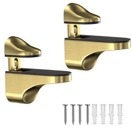 Adjustable Wood/Glass Shelf Bracket Wall Mount, Glod, 2 Pack