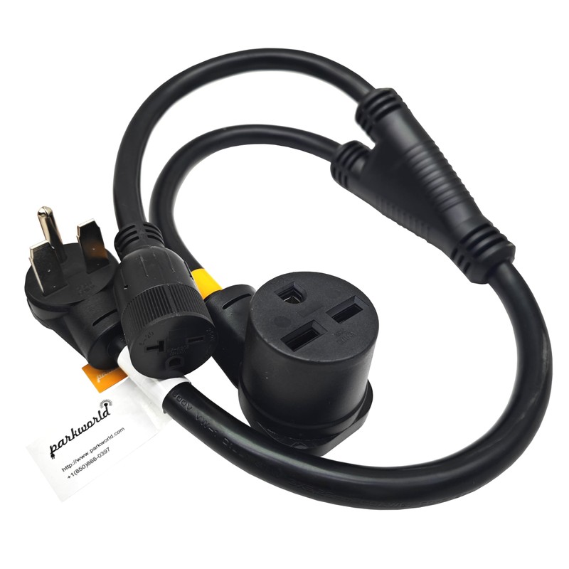 Parkworld 65184 3-Prong Industrial Splitter Cord, NEMA 6-30P to 6-30R