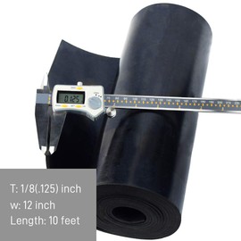DOBTIM Neoprene Rubber Sheet Rolls 1/8 (.125)" Thick X 12" Wide X 10' Long, Solid Rubber Strips Use for Gaskets DIY Material, Supports, Leveling, Sealing, Protection, Abrasion, Flooring, Black
