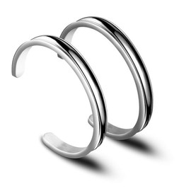 Zuo Bao Hair Tie Bracelet High Polishing Stainless Steel Grooved Cuff Bangle for Women (Silver-2ps)
