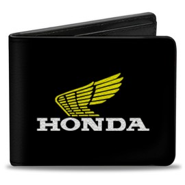 Buckle-Down Men's PU Bifold Wallet-Honda Motorcycle Black/Yellow/White, Multicolor, 4.0" x 3.5", Multicolor, 4.0" x 3.5", Buckle-down Pu Bifold Wallet - Honda Motorcycle Black/Yellow/White