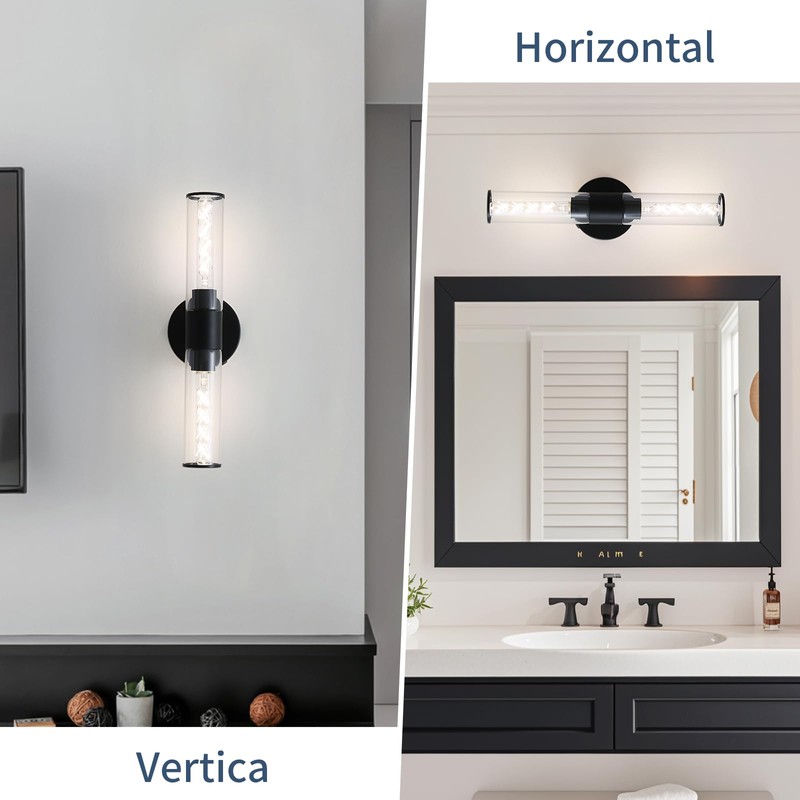 HONGREN Black Battery Operated Wall Sconces Set of Two Modern