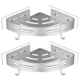 Gricol Shower Shelf No Drilling Space Aluminium with 2 Hooks Pack of 2