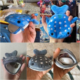 2Pcs Cute Whale Shark Coin Purse, Shark Wallet Novelty Purse Aesthetic Kawaii Accessories with Zipper Funny Small Plush Girls Wallet Women's Coin Purses and Pouches Money Organizers