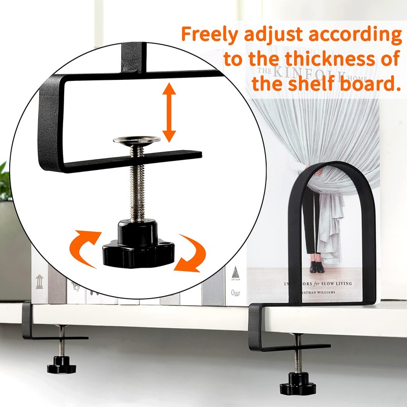 Metal Book Ends for Shelves - Heavy Duty Adjustable Bookends