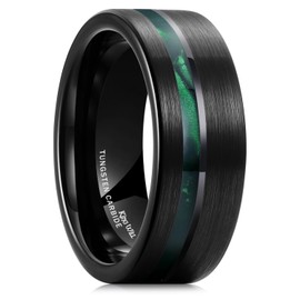 King Will 8mm Mens Wedding Band Tungsten Ring for Men Green Shell Black Plated Engagement Ring Daily Wear丨Galaxy Collection 10.5