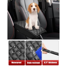 KBH Center Console Armrest Cover for Subaru Forester 2019-2024, Vinyl Leather Trim, Arm Rest Lid Protective Cushion Cover, Anti-Scratch, Black