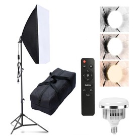 YUOCU Softbox Lighting Kit, 20"X28" softbox with 85W 3200-6500K E27 LED Bulb, Continuous Lighting Kit Photo Studio Light Equipment for Photography, Video Recording,Live Streaming