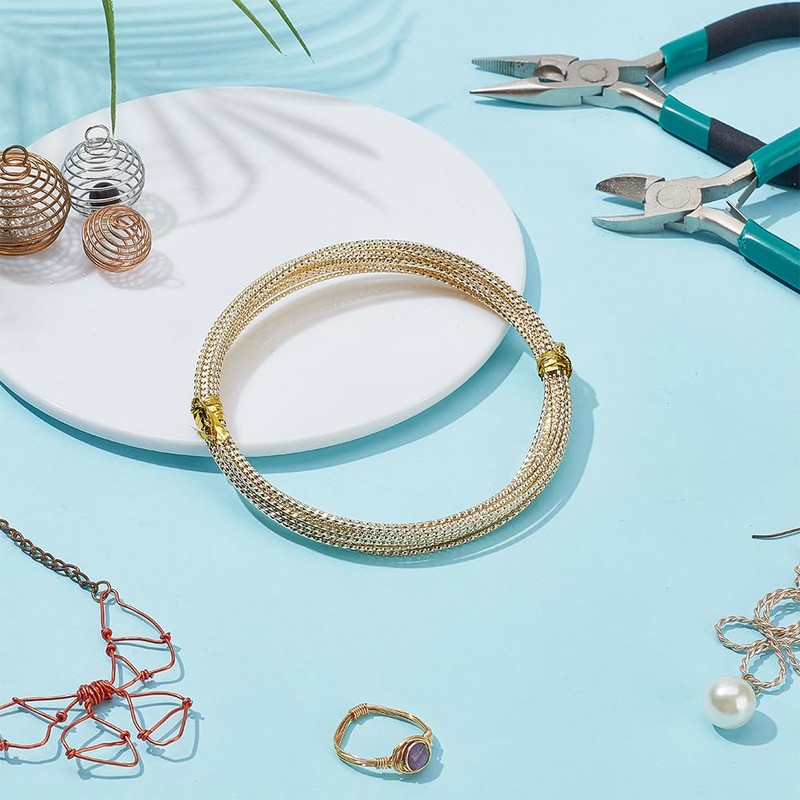 DELORIGIN 5m 14K Gold Plated Wire 17 Gauge Round Half