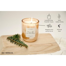 Mia + Gemma Co | Tranquility | Hand Poured Soy & Beeswax Candle 10 OZ | Beeswax Candles Scented | 60 Hours Long Burning | Natural Candles Non-Toxic Beeswax Candles | Decorative Candles | Cotton Wick