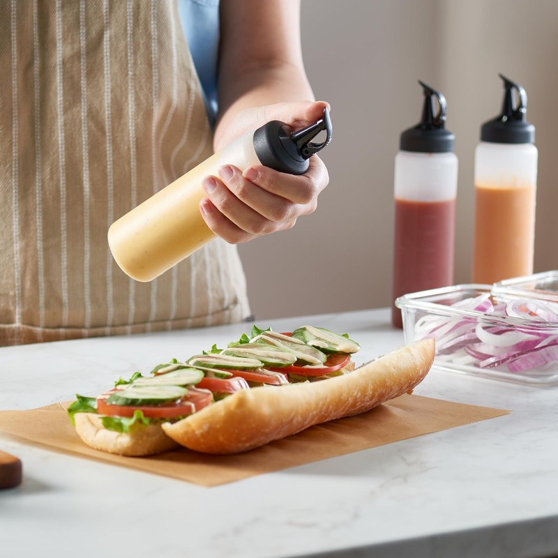6 Pack Condiment Squeeze Bottles - 8 Oz Squirt Bottles