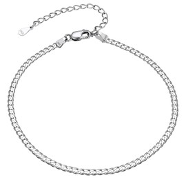 FindChic Cuban Link Anklets for Women Beach Jewelry Chain By The Foot Adjustable Anklet Sterling Silver Ankle Bracelet