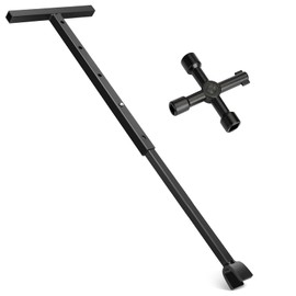 Eapele Water Meter Key 29 Inch Water Shut Off Tool Adjustable Length Enforced Steel T-Handle With 4-way Multi-Functional Universal Cross Key