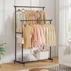 Calmootey Double Rods Clothes Garment Rack, Rolling Clothing Rack for