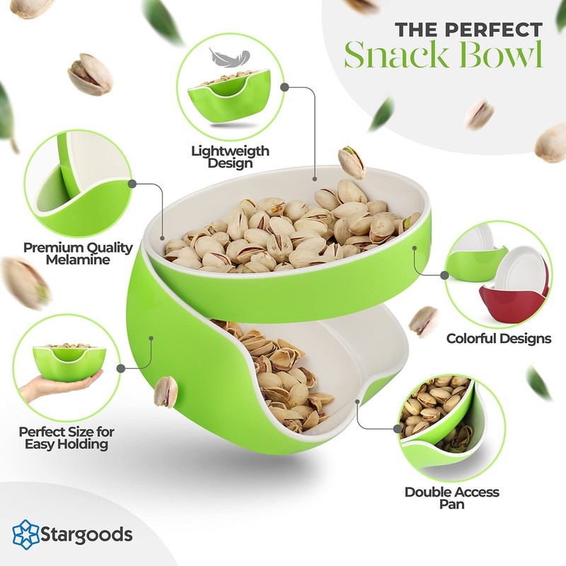 Stargoods Pistachio Bowl, Snack Serving Dish, Double Peanut Bowl with