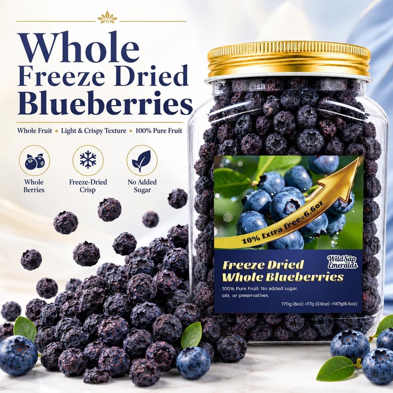 Freeze-Dried Whole Blueberries (6.6 oz / 187g) - Natural Crunchy