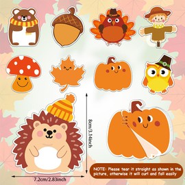 AWEELON 36PCS Fall Sticky Notes - Thanksgiving Turkey Pumpkin Scarecrow Self Sticky Writing Memo Pads for Autumn Party Favors Office School Supplies Goodies Bag Filler