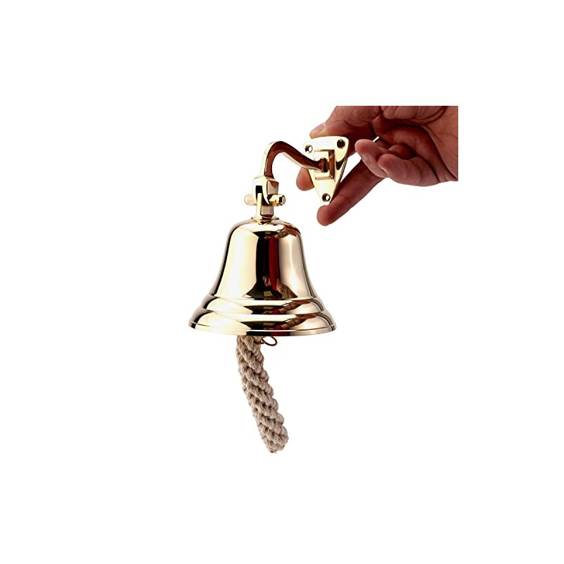 NKlaus 11575 Ship Bell Brass Gold with Wall Bracket and
