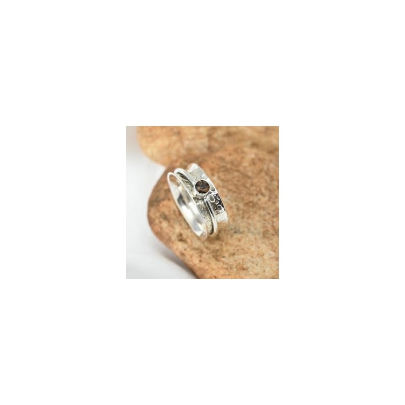 JEWELSTREZORO Gemstone Spinner Ring 925 Sterling Silver Meditation Ring Men