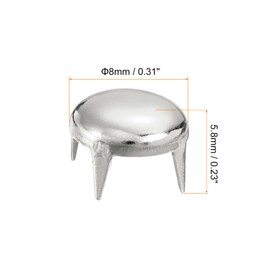 sourcing map Pack of 100 8 mm Silver Round Dome Rivets Metal Claw Beads Nail Head Rivets Spike Rivets Punk Rock DIY for Leather Crafts Clothing Belt Bag Shoe Bracelet Accessories