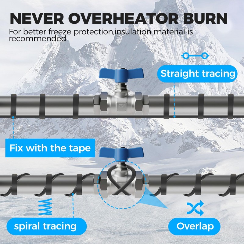79.5FT(3FT~160FT) Water Pipe Heat Cable for Pipe Freeze Protection, Pipe
