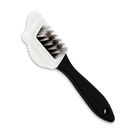 PARENCE. - Suede Shoe Cleaning Brush with Handle - 4 Sides Multifunctional: Copper Wire, TPR, Dimples, Bristles - Suede Care Brush, Nubuck, Suede - Shoe Accessories 15x4cm