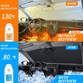 Bestview American Flag Windshield Sunshade for Ford F150 F-150 2015-2020,Custom Fit Foldable Front Window Sunshade Sun Visor Accessories Protector Block UV Rays Heat, Keep Your Car Cooler