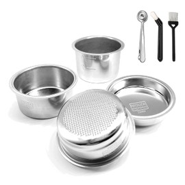 NEOUZA 51mm Stainless Steel Filter Basket 1/2/4 Cup for Espresso Bottomless Portafilter,compatible with Delonghi,Yabano,Breville 51mm Coffee Machine.Gift: Blind Filter and Scoop Clip