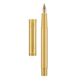 Hongdian Pure Brass Fountain Pen Bent Nib Fude Pen for Calligraphy Writing (Fine to Broad) with Refillable Converter and Metal Pen Box Set