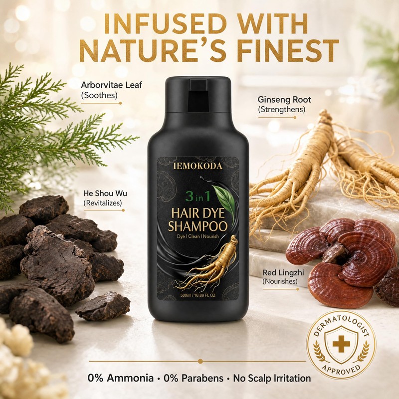 Dark Brown Hair Dye Shampoo, Color Shampoo for Gray Hair