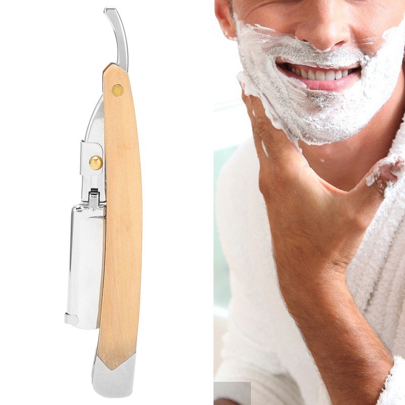 Men Straight Razor Portable Stainless Steel Manual Beard Shaver Trimmer