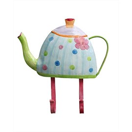 Storeindya Metal Key Hooks for Wall Coat Hangers Scarf Belts Hats Holders Home Decoration Gifts (Cute Teapot Collection) Housewarming Christmas Thanksgiving Gift
