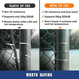 Metal Fence Ties,Anti-Uv,Anti-Aging.11.8 Inch 150Pcs Stainless Steel Ties,Suitable For Chain Link Fence Components,Wire Mesh Rolls,Exhaust Wraps,Outdoor Poultry Fencing.