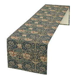 Retro Morris Floral Table Runner,Vintage Rustic French William Morris Art Floral Tabletop Decoration Non-Slip Heat Resistant Dining Room Tabletop Decor for Seasonal Outdoor Party 13x72 inch