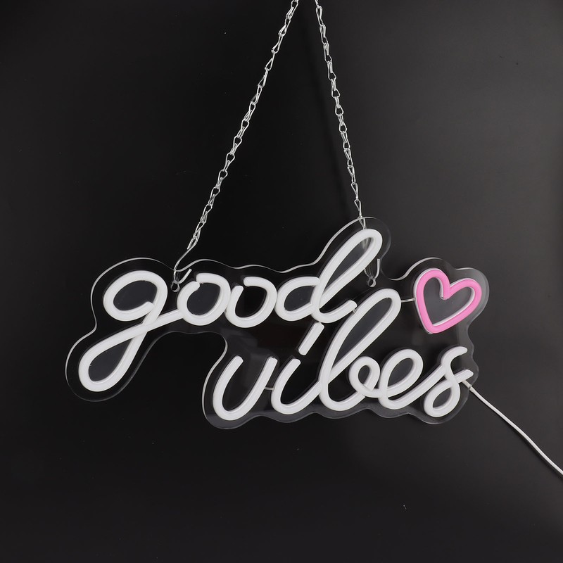 Neon Sign Good Vibes LED Light Acrylic USB Powered Wall