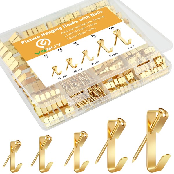 VGBUY VGBUY 270Pcs Picture Hanging Kit, Picture Hangers Including 10/20/30/50/100lbs,