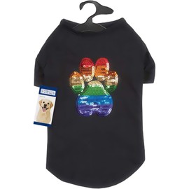 Casual Canine ZM5710 20 Puppy Pride Sequin UPF40 Tee Shirt for Dogs, Large, Black