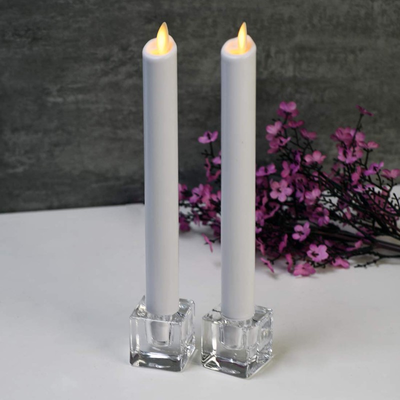 Aglary 12PCS Square Glass Taper Candle Holders for Table Centerpiece.