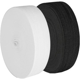Magnoloran Elastic Band for Sewing, 1.2 Inch Elastic for Sewing Elastic Straps Wig Band Edge Band Knit Spool Sewing Band for Waistbands Pants Clothes & Lace Front Wigs((10 Yard Black, 10 Yard White)