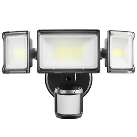 Atfoyer 75W Motion Sensor Outdoor Lights Security Lights,3 Head Motion Detection Outdoor Light 6500K IP65 Waterproof,7500LM FloodLight Dusk to Dawn Motion Sensor Light for Yard Garage Porch